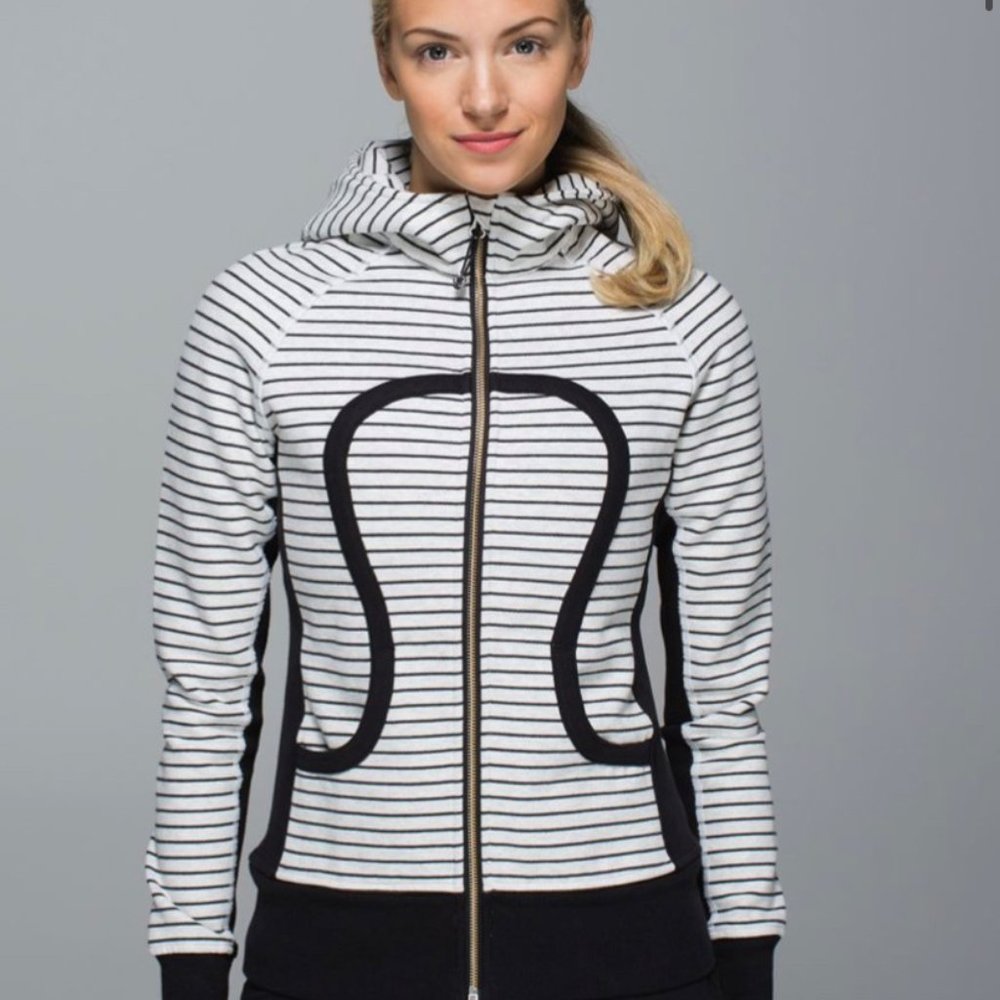 Lululemon Scuba Hoodie II Parallel Stripe Heathered White Heathered